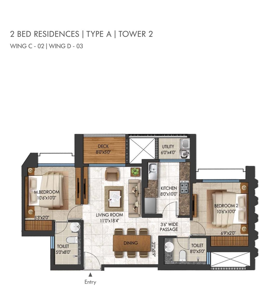 2 BHK Floor Plan 3